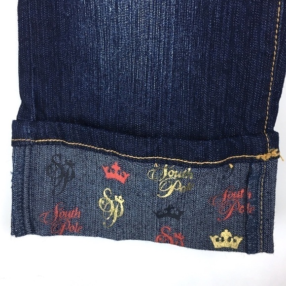 SOUTH POLE Capri Jeans Cuffed Rhinestones Metallic Dark Wash Denim Size 16 Girls - Picture 3 of 14